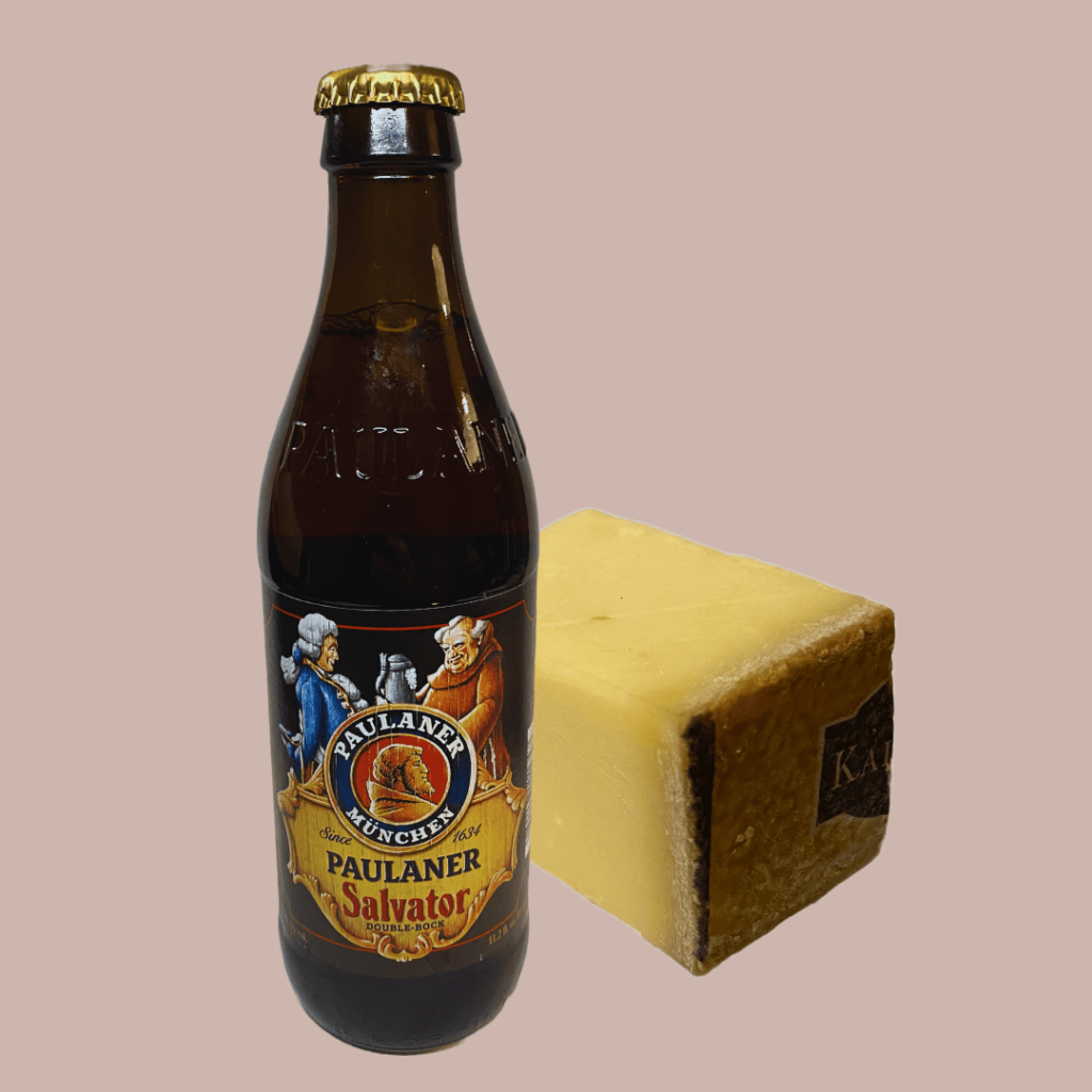 Doppelbock beer and Gruyere cheese