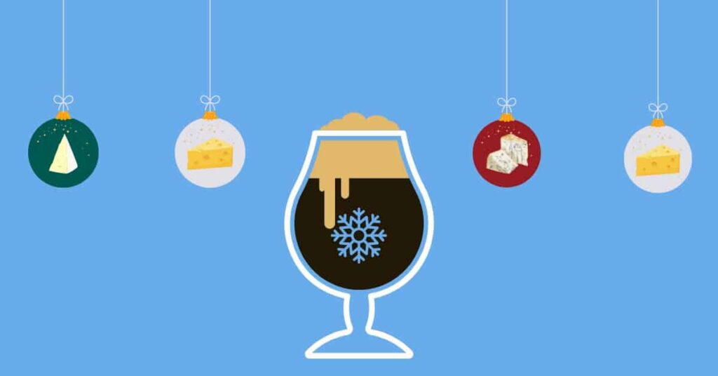 Dark Beer in glass with winter ornaments