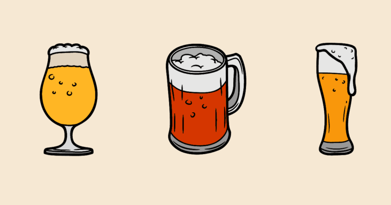 Three beers in glasses